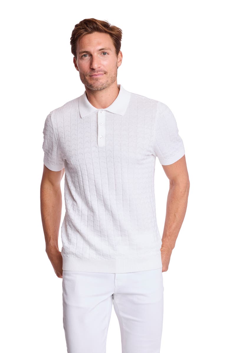 PAISLEY & GRAY Zigzag Knit Polo, Alternate, color, White Lotus