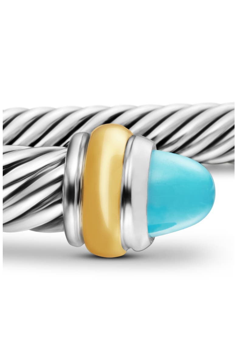Cable Classic Bracelet with 18K Gold & Semiprecious Stones, 4mm, Alternate, color, TURQUOISE