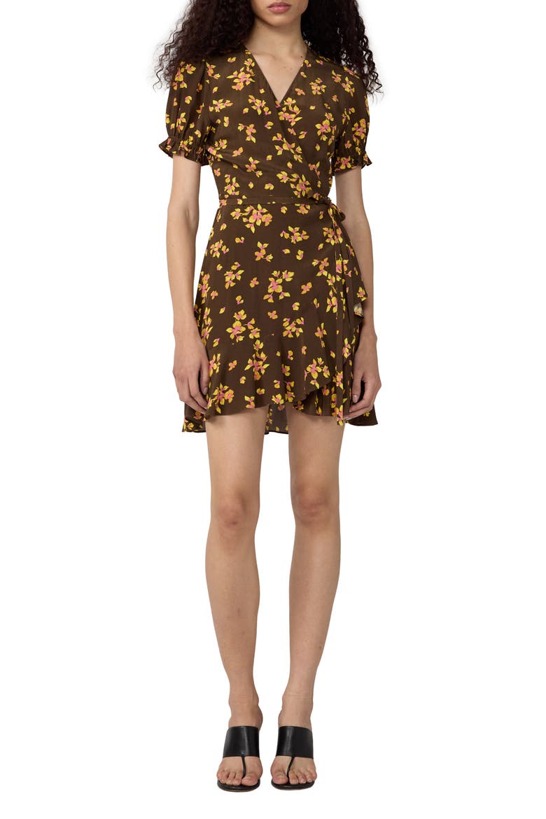 Emilia Floral Wrap Minidress, Main, color, ISLAND ORCHID