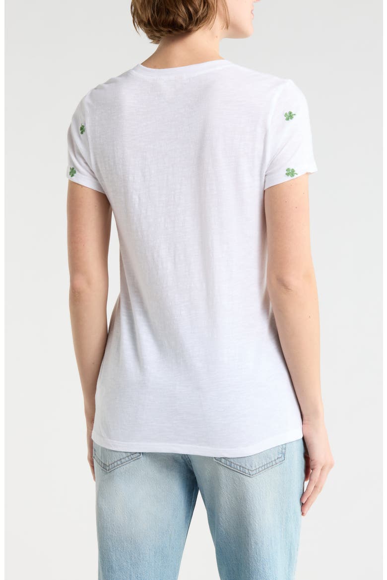 Clover Embroidered Cotton T-Shirt, Alternate, color, BRIGHT WHITE