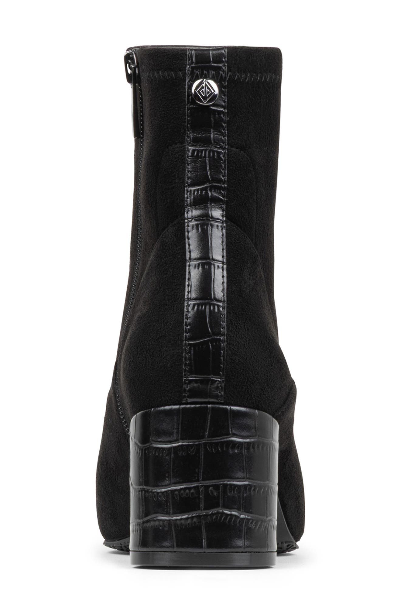 Donald Pliner Block Heel Leather Bootie, Alternate, color, Black