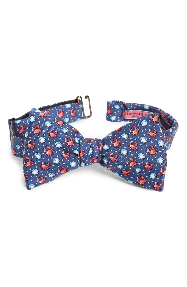 vineyard vines Crab & Scallop Shell Silk Bow Tie, Main, color, 