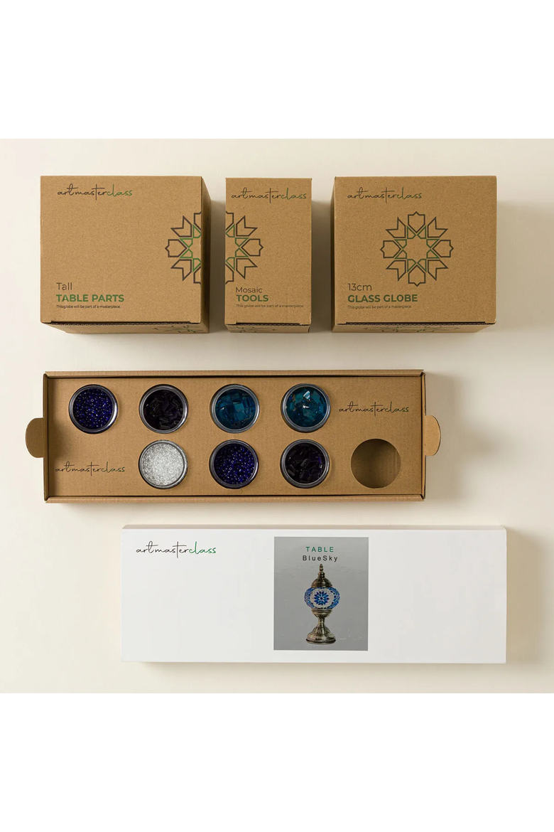 Make Your Own Decorative Turkish Table Lamp by Art Masterclass California, Alternate, color, Blue Sky