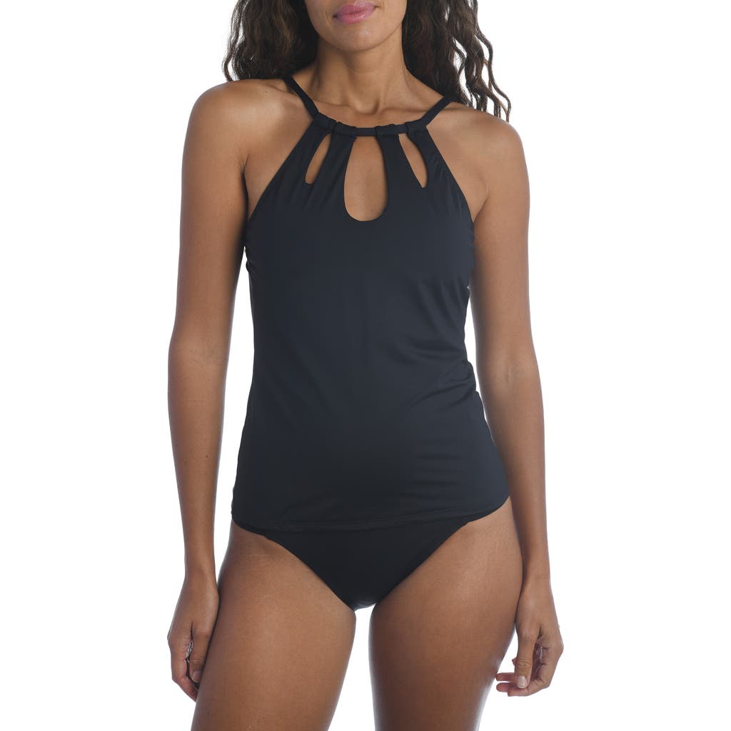 Shop La Blanca High Neck Tankini Top In Black