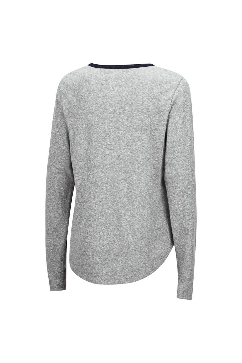 Women's Colosseum Heathered Gray West Virginia Mountaineers Sundial Tri-Blend Long Sleeve Lace-Up T-Shirt, Alternate, color, Heather Gray