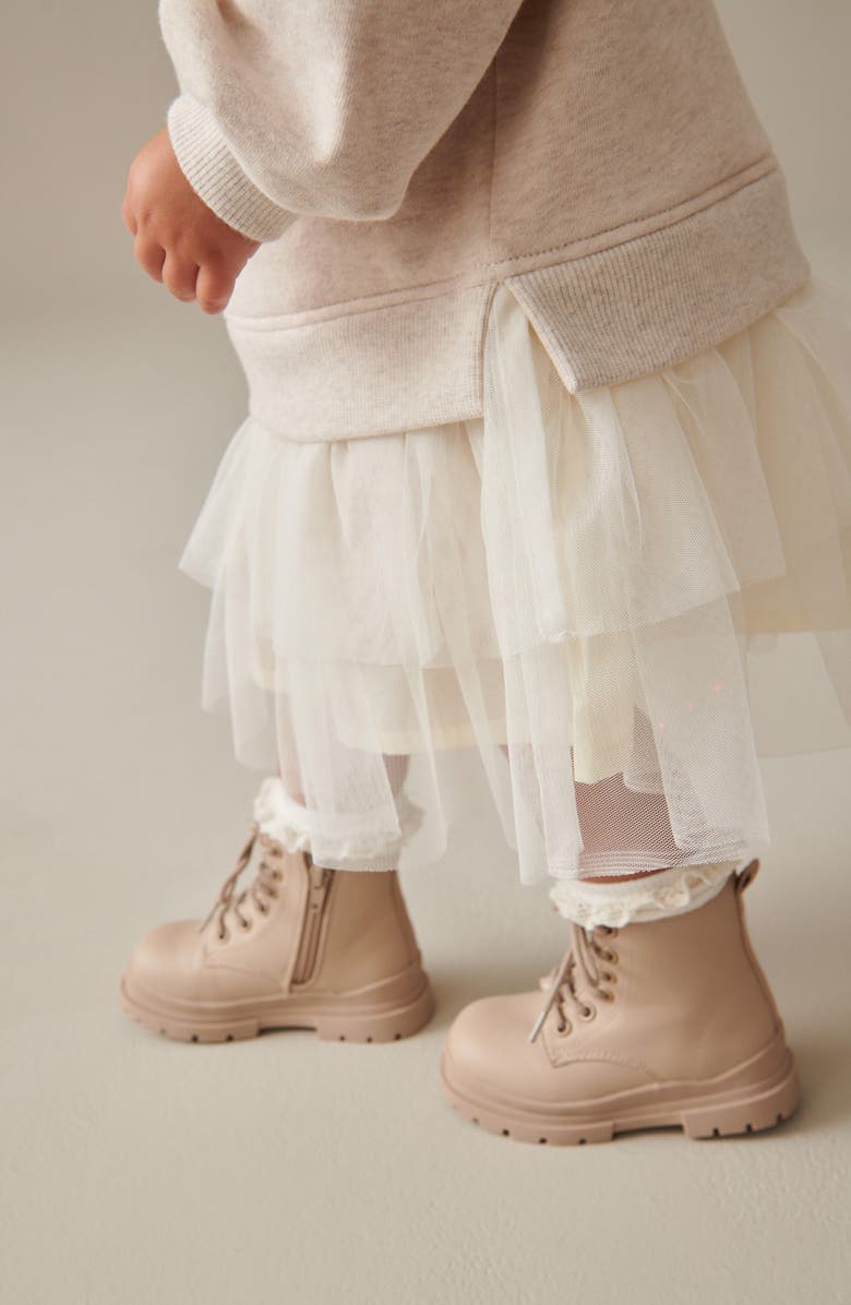 NEXT Kids' Tiered Mesh Sweatshirt Dress, Alternate, color, 