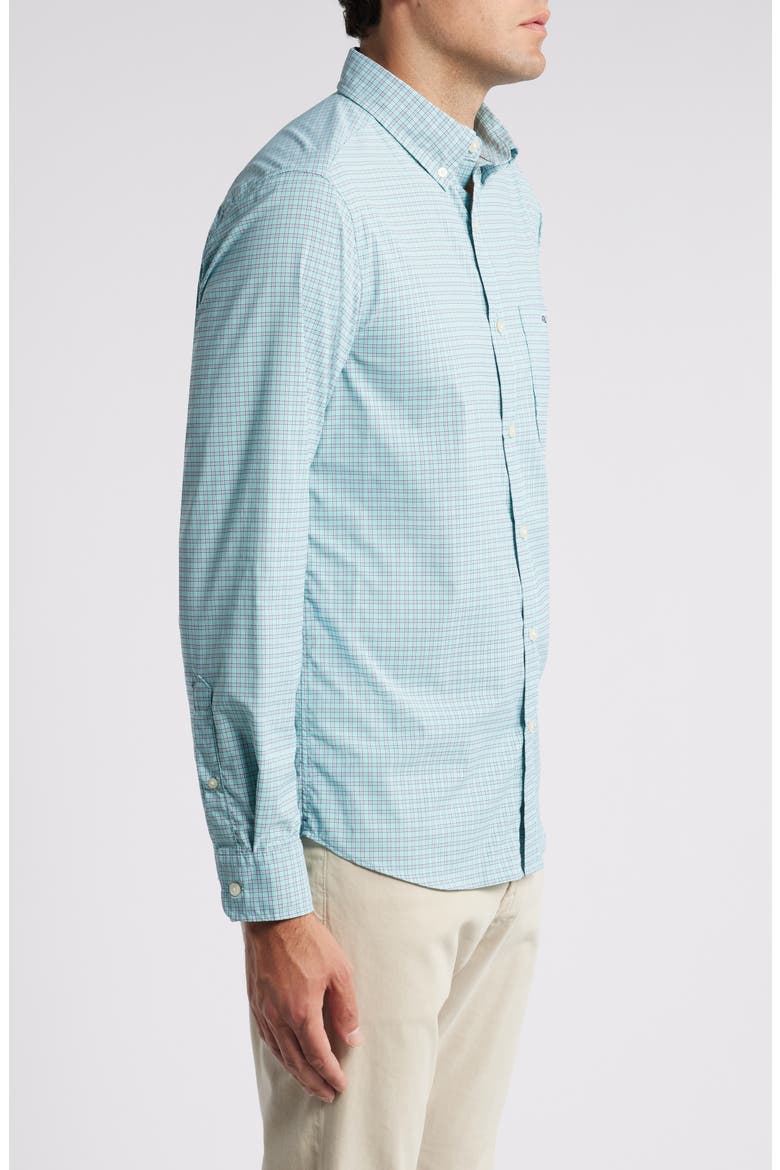 On-The-Go Check Performance Nylon Blend Button-Down Shirt, Alternate, color, IRIS CHECK