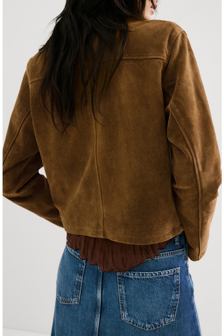 Laura Crop Suede Jacket, Alternate, color, TOBACCO BROWN