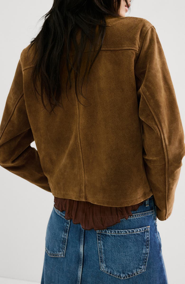 MANGO Laura Crop Suede Jacket, Alternate, color, Tobacco Brown