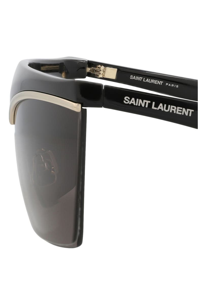 Saint Laurent 99mm Novelty Shield Sunglasses, Alternate, color, Black Black Black