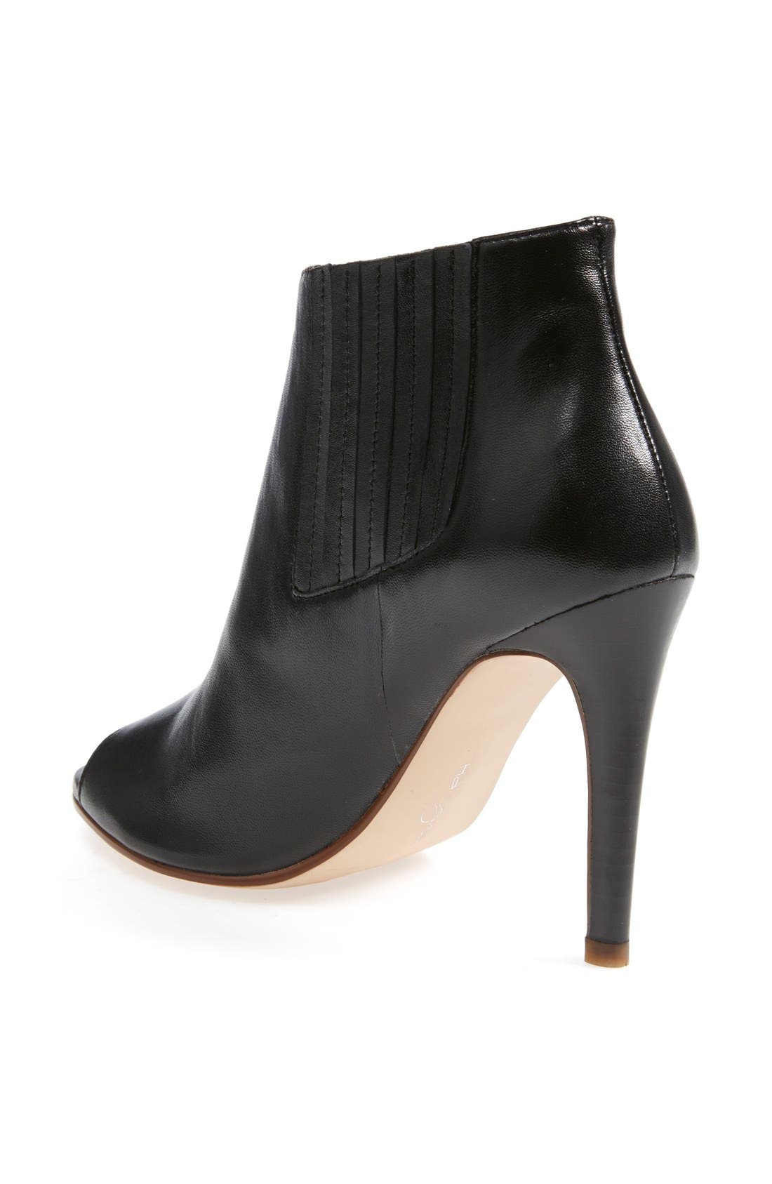 'Camden' Peep Toe Bootie, Alternate, color, BLACK LEATHER