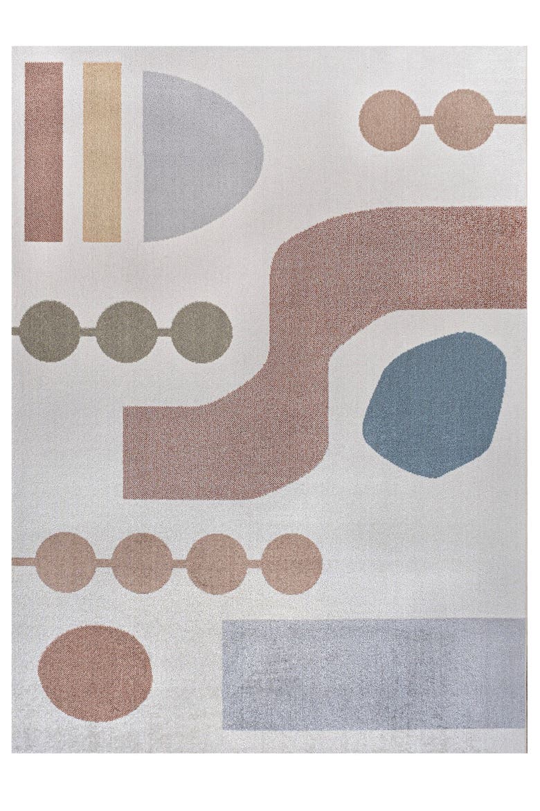 Riley Abstract Coastal Contemporary Machine-Washable Area Rug, Main, color, Cream/Multi