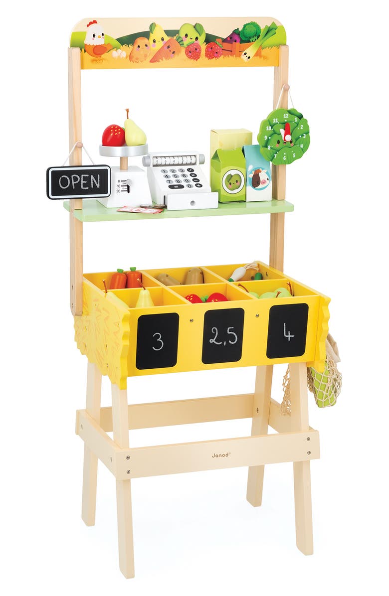 Janod Farm Market Stand Play Set, Main, color, Yellow