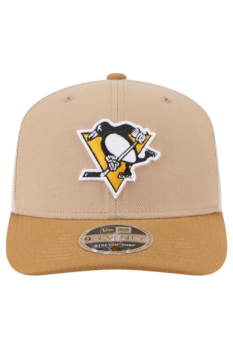 Men's New Era Tan/Light Brown Pittsburgh Penguins Two-Tone Trucker 9SEVENTY Stretch Snap Adjustable Hat, Alternate, color, Tan
