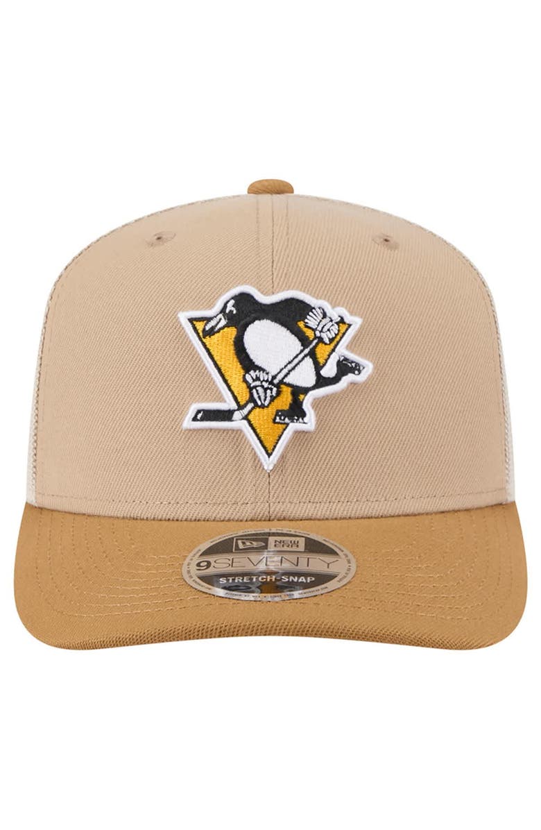 New Era Men's New Era Tan/Light Brown Pittsburgh Penguins Two-Tone Trucker 9SEVENTY Stretch Snap Adjustable Hat, Alternate, color, Tan