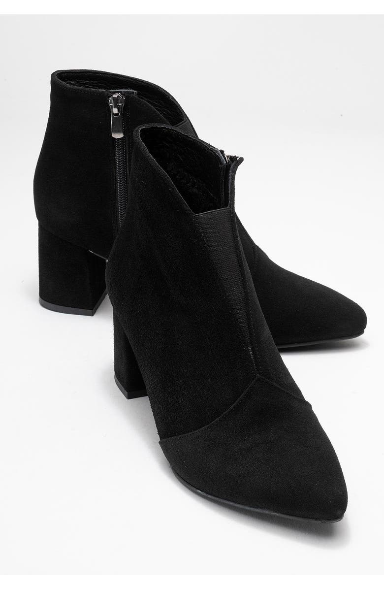 Forever & Always Shoes Finda Leather Block Heel Boot, Alternate, color, Black Suede Leather