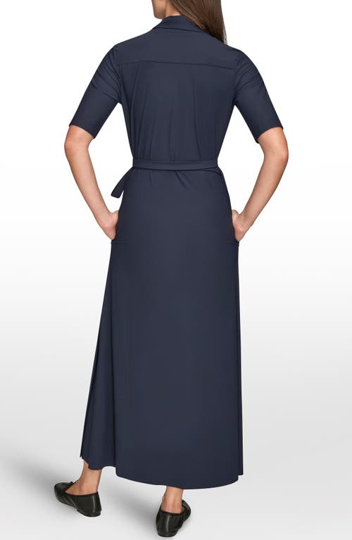 Donna Karan New York Elbow Sleeve Wrap Maxi Dress In Black