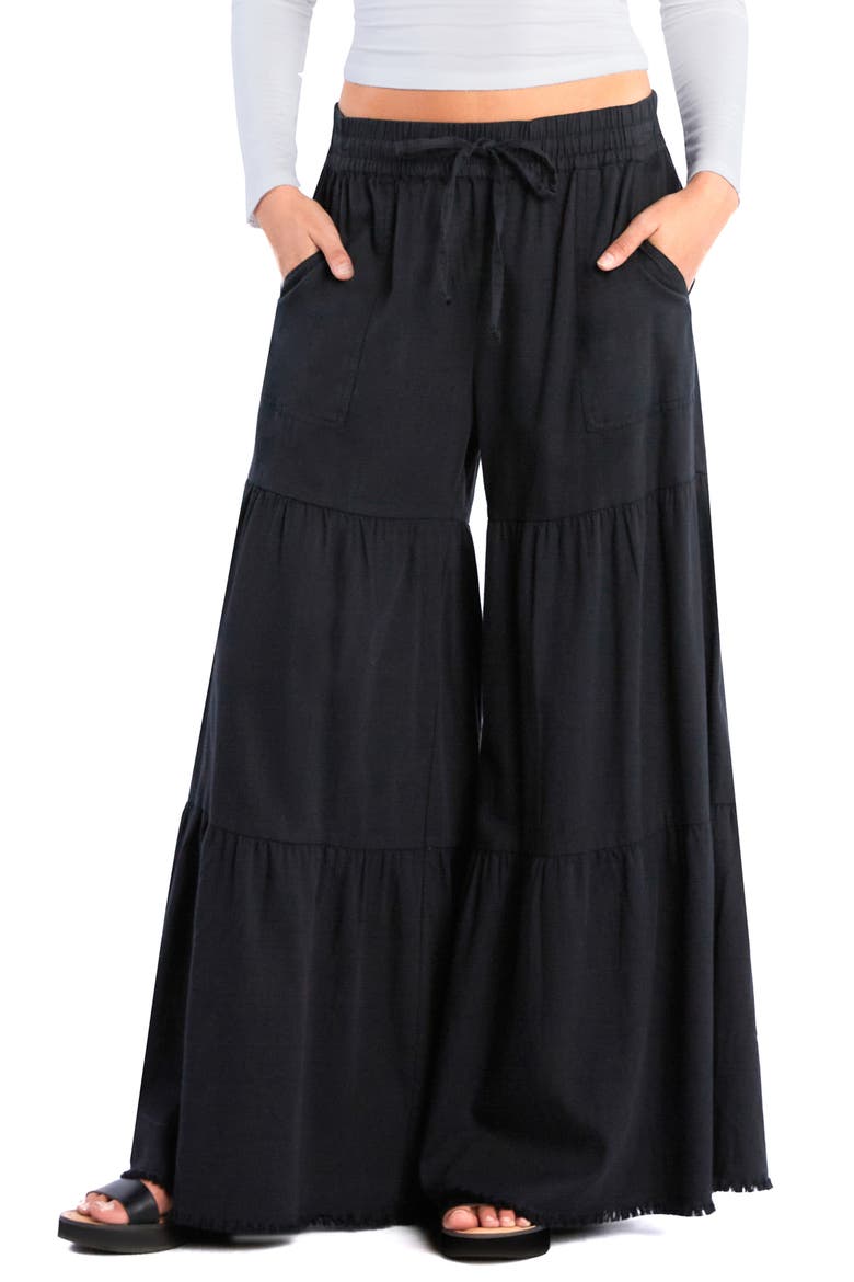 Fancy Cotton Blend Tiered Pants, Main, color, INK