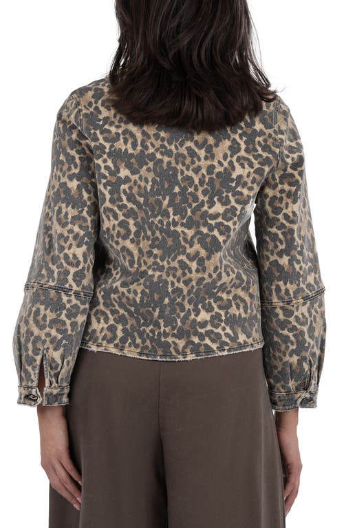 Kut From The Kloth Bailey Leopard Print Denim Jacket In Gray