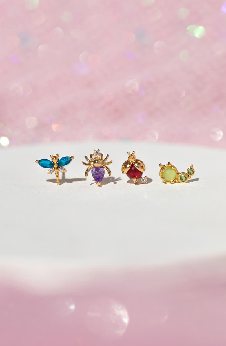 Girls Crew Bug Me Set of 4 Assorted Single Stud Earrings, Alternate, color, Gold