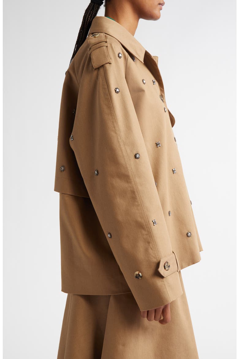 Crystal Embellished Oversize Trench Jacket, Alternate, color, KHAKI BEIGE