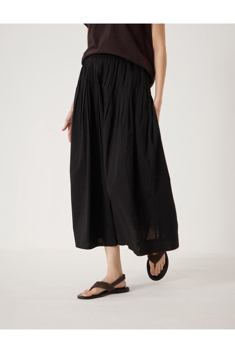 Maddie Pleated Cotton Voile Midi Skirt, Alternate, color, Black