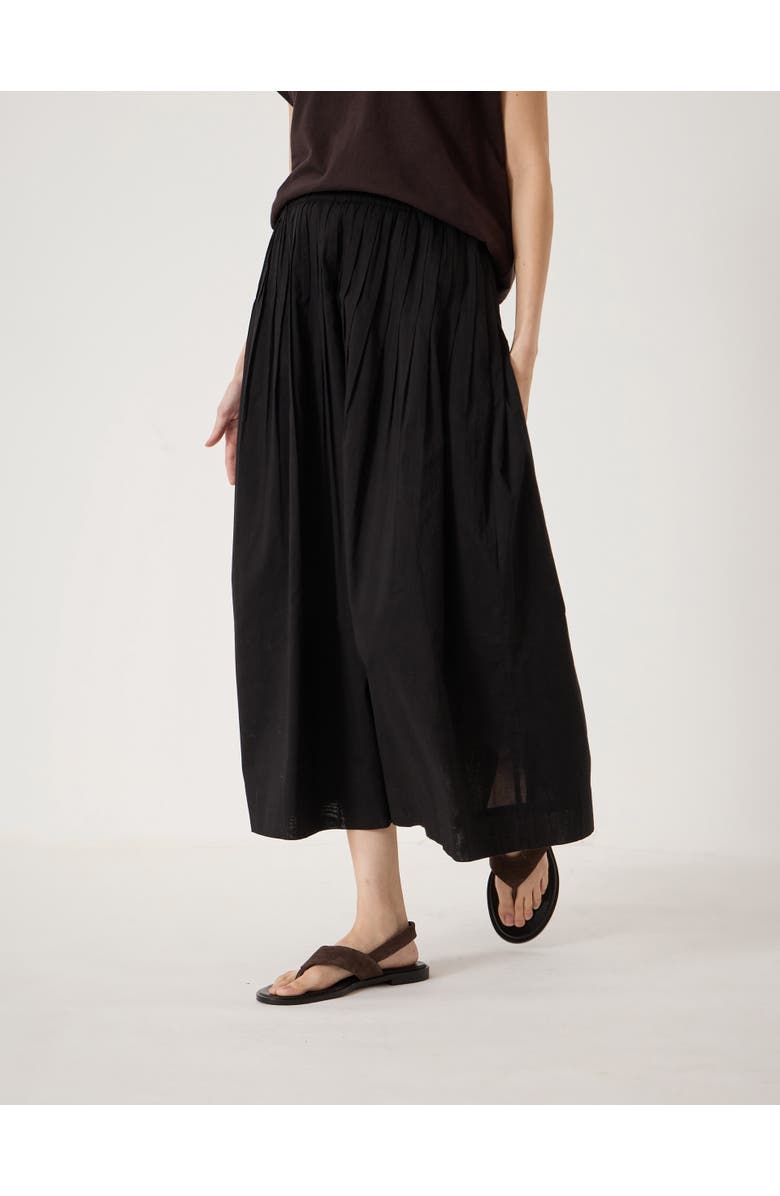 Hush Maddie Pleated Cotton Voile Midi Skirt, Alternate, color, Black