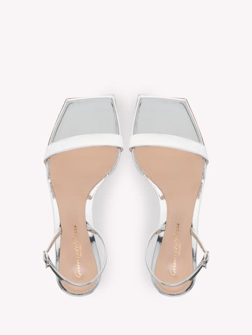 Shop Gianvito Rossi Ribbon Kitten Sandals In Metallic Silver