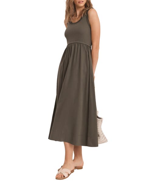 Ruched Trim Cotton Midi Dress