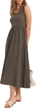 MINT VELVET Ruched Trim Cotton Midi Dress