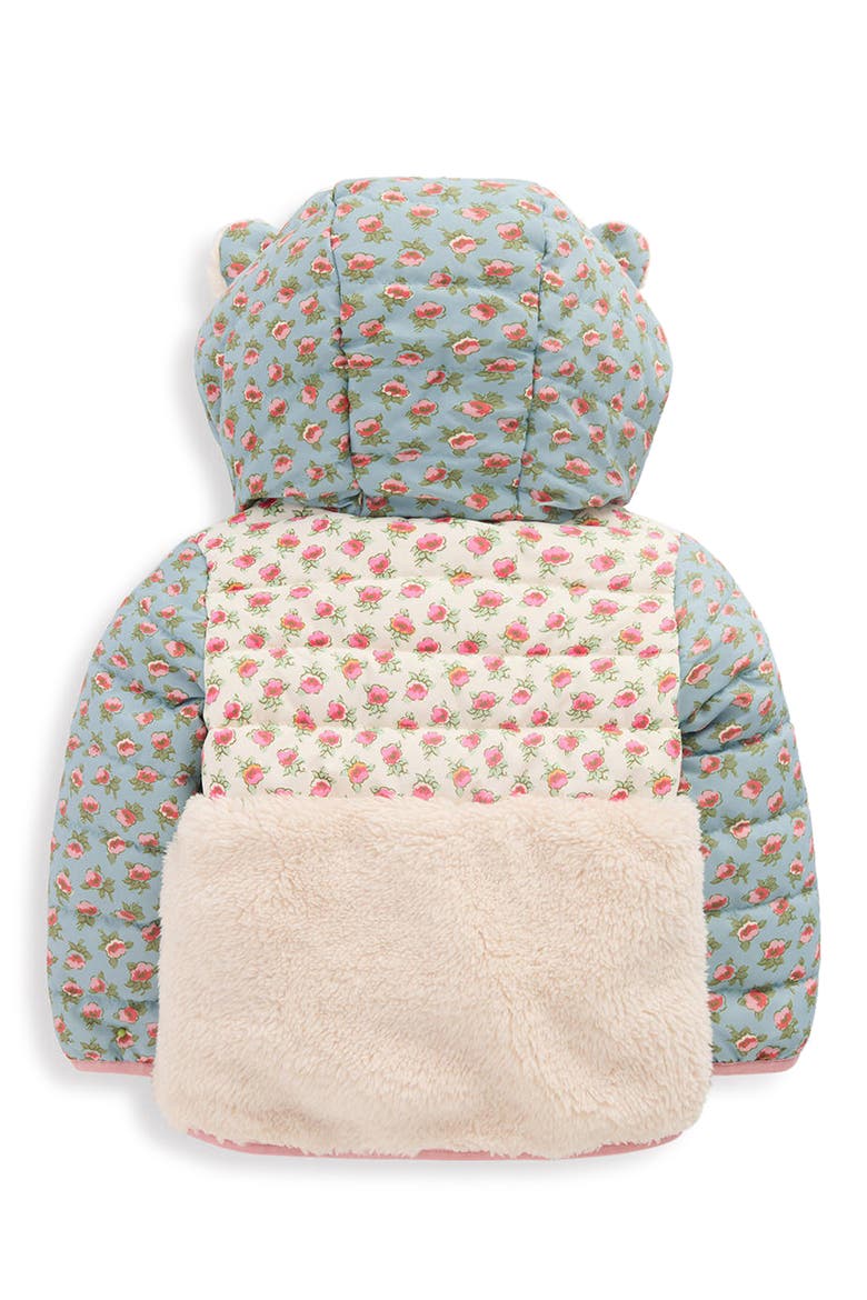 Kids' Mixed Borg Hooded Jacket, Alternate, color, BLUE HOTCHPOTCH FLORAL