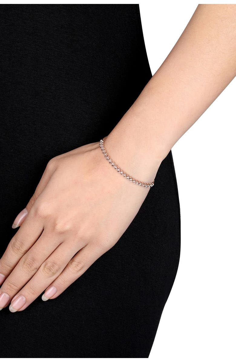 DELMAR Rose Plated Sterling Silver Diamond Bracelet - 0.25 ctw, Alternate, color, Rose