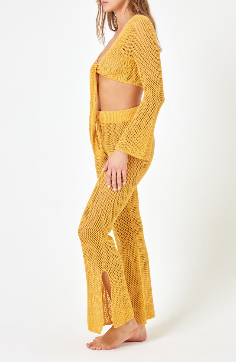 LSPACE Los Cabos Open Stitch Cover-Up Crop Top, Alternate, color, Sunshine