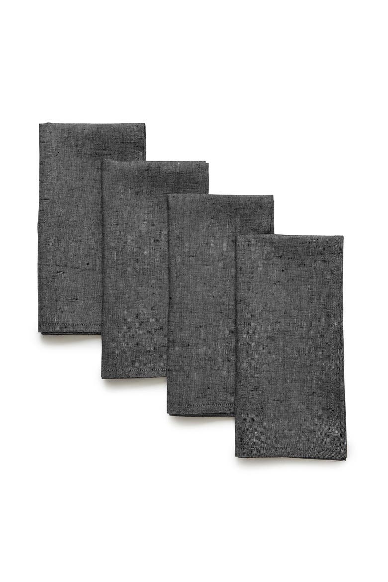 Linen Dinner Napkins Set of 4, 20 x 20" - Athena, Main, color, Charcoal Grey