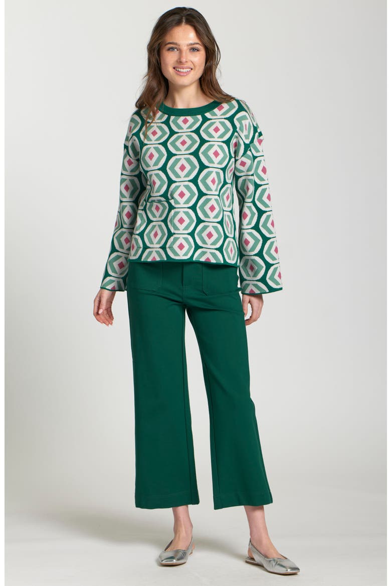Abstract Geo Sweater, Alternate, color, EMERALD GREEN
