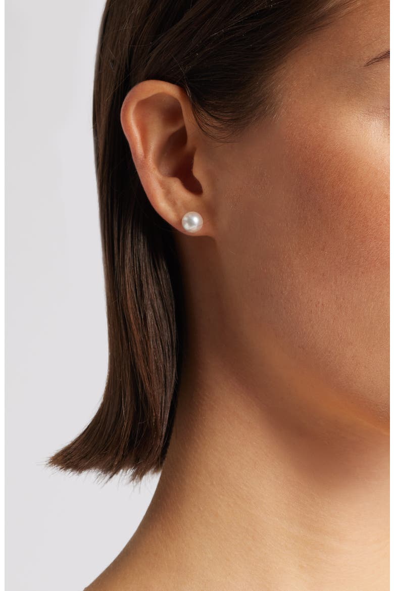 Akoya Pearl Stud Earrings, Alternate, color, WHITE- 14K WHITE GOLD