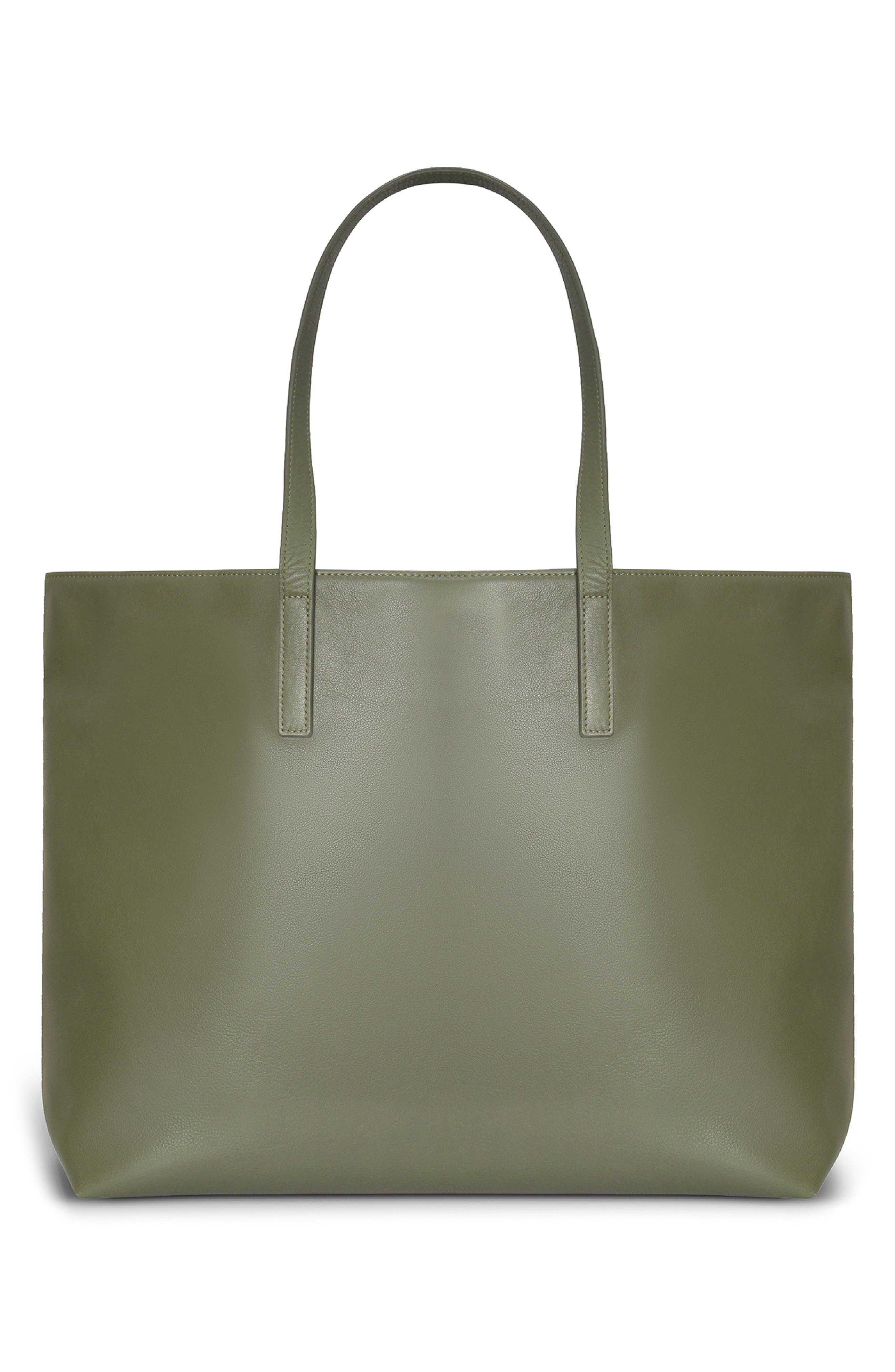 Onyx Leather Open Tote, Alternate, color, KHAKI