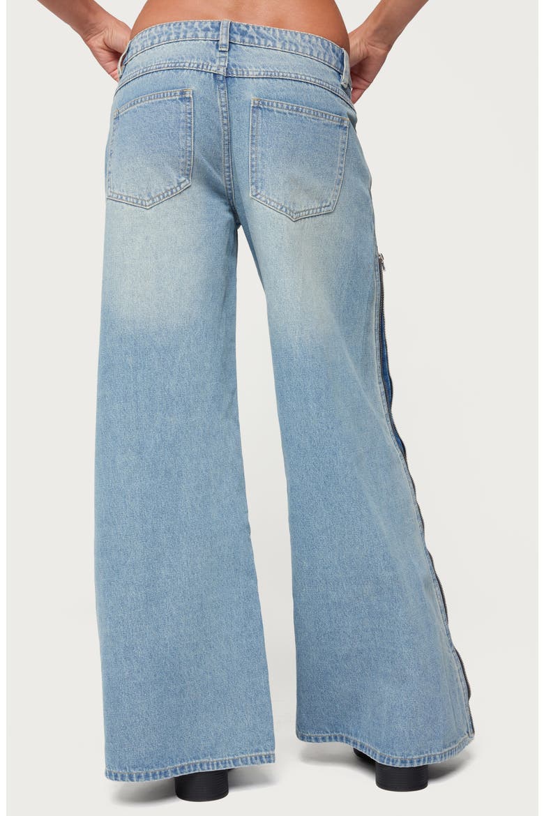 Zippered Wide Leg Jeans, Alternate, color, BLUE