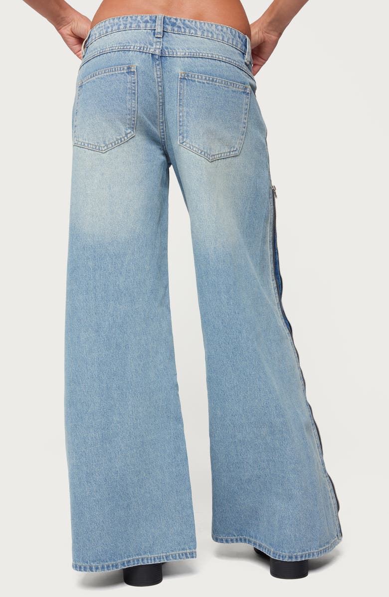 EDIKTED Zippered Wide Leg Jeans, Alternate, color, Blue