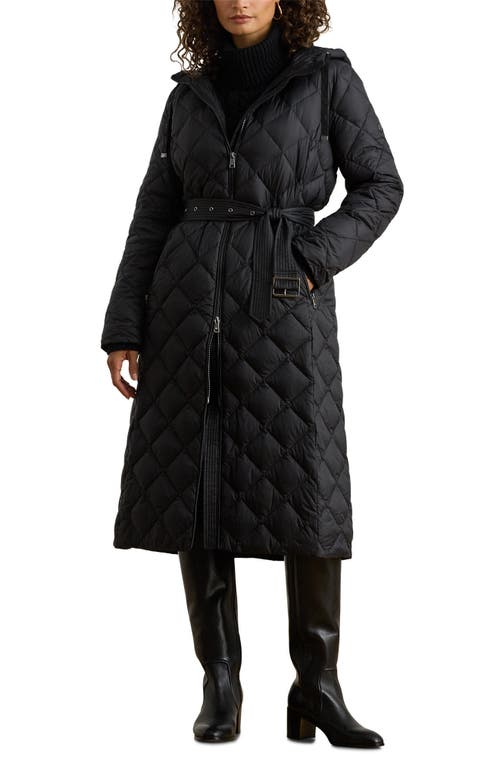 Ralph Lauren Lauren  Belted Quilted Coat In Black