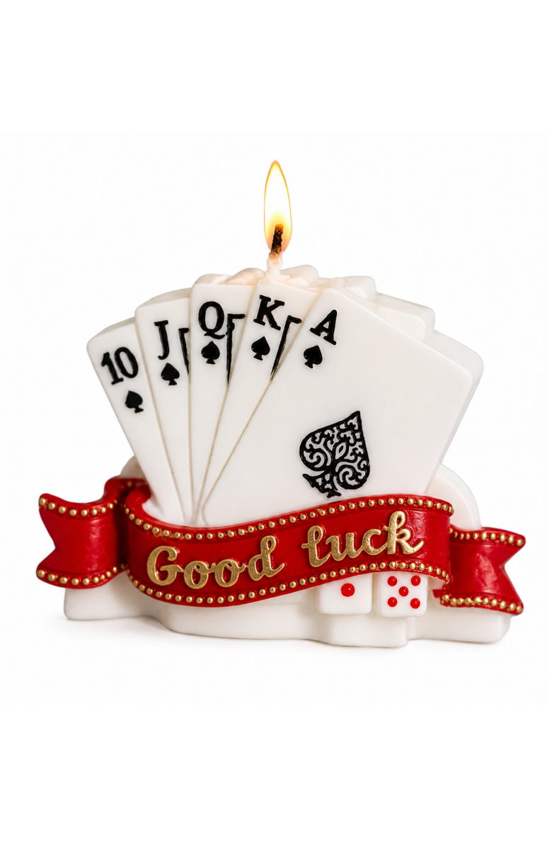 Southlake gifts Poker Straight Flush Candle, Main, color, White / Red