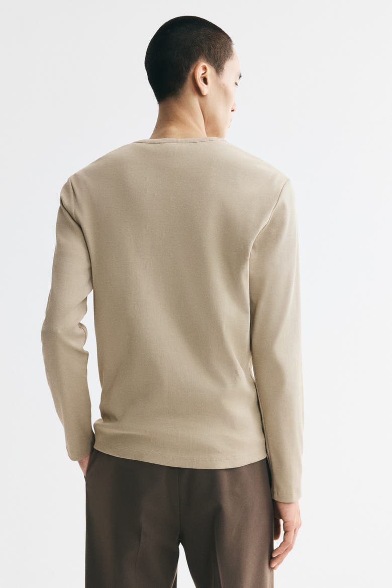 Slim-fit Ribbed Henley Shirt, Alternate, color, Beige