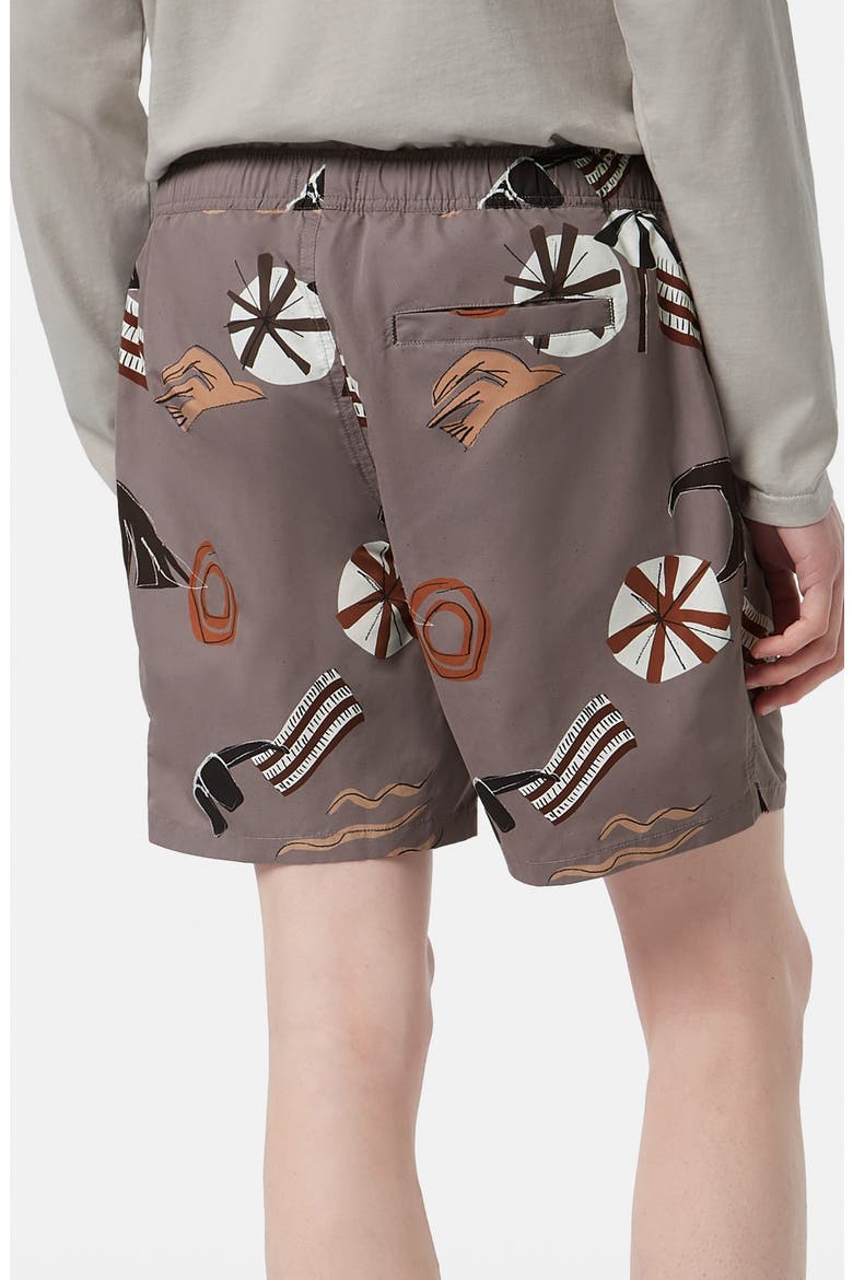 Print Mid Length Swim Trunks, Alternate, color, CUTOUT BEACH BROWN A