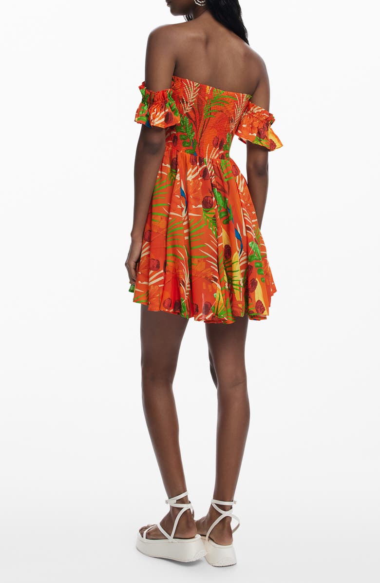 Desigual Tropical Print Off the Shoulder Cover-Up Minidress, Alternate, color, 