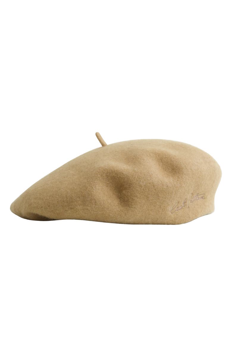 Lost Pattern Bon Chic Wool Blend Beret, Alternate, color, Khaki