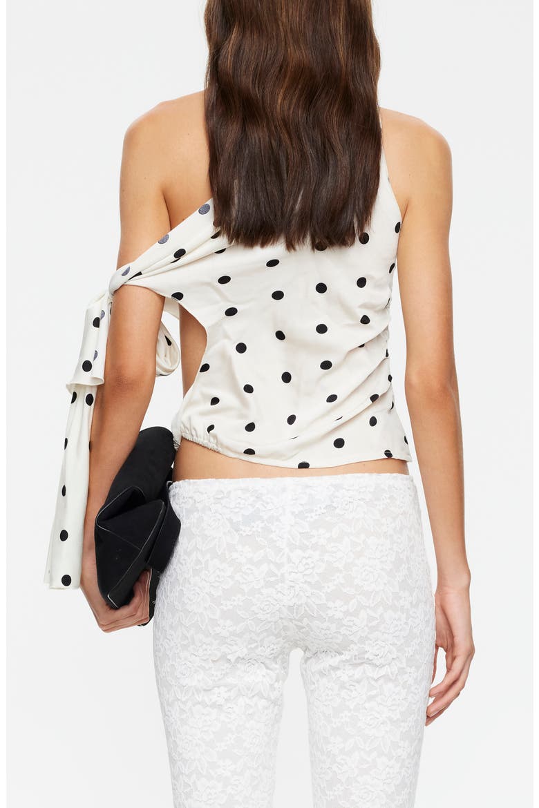 Revival Polka Dot Cutout Tie Off the Shoulder Top, Alternate, color, CREAM POLKA