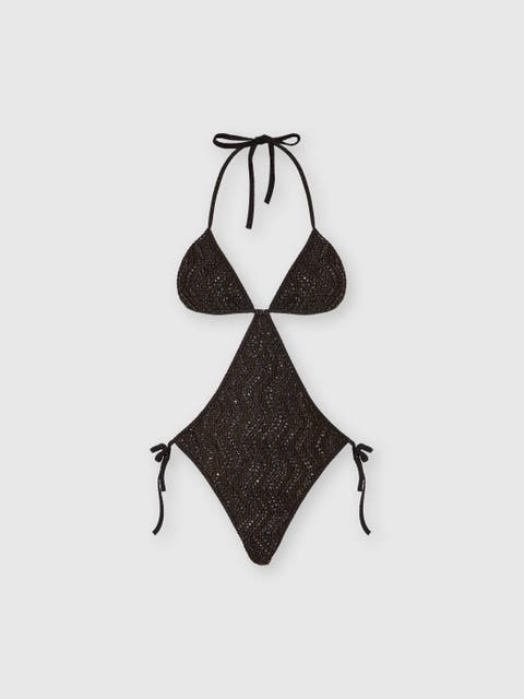 Zigzag Mesh Trikini With Sequins