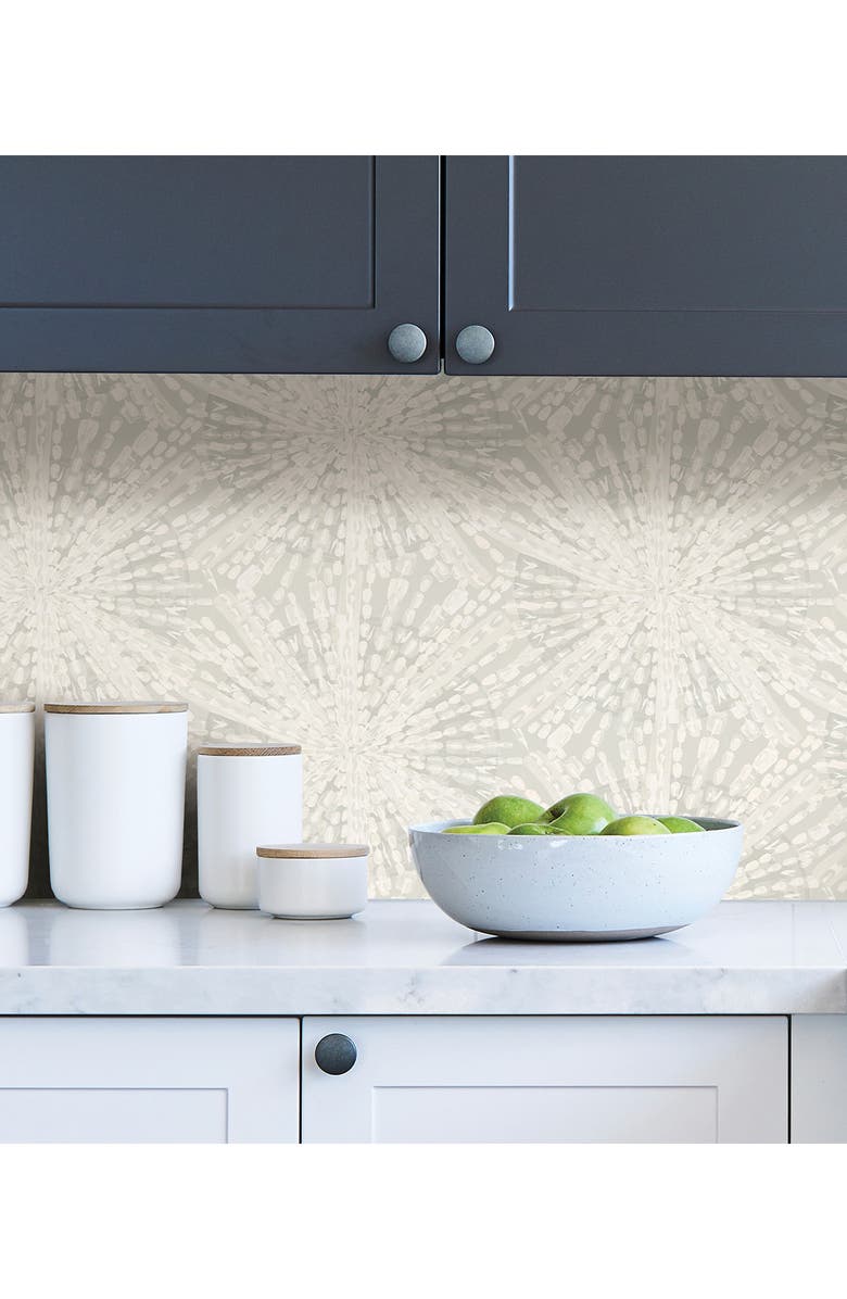 Wallpops Silver Sunburst Peel & Stick Wallpaper, Alternate, color, Grey