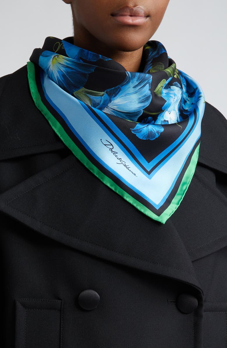 Dolce&Gabbana Floral Print Silk Twill Square Scarf, Alternate, color, 