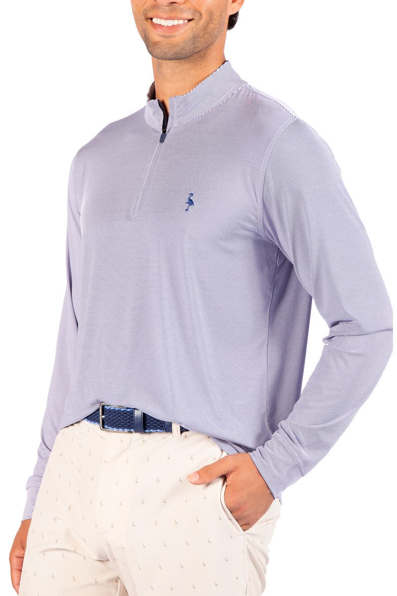 Mini Stripe Performance Quarter Zip Pullover, Alternate, color, SAPPHIRE BLUE